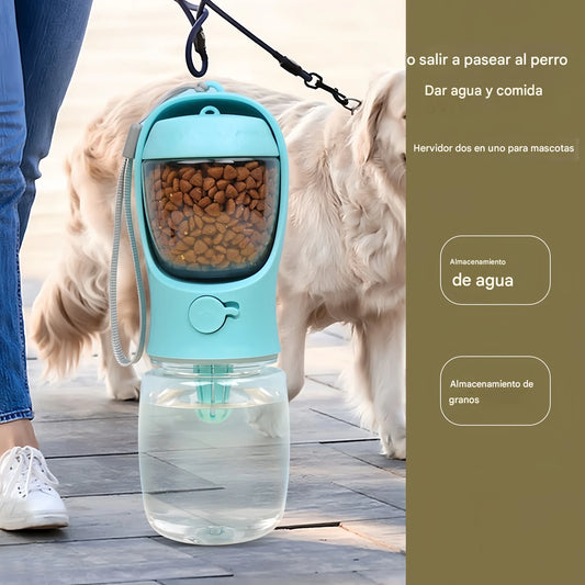 Botella Portátil 2 en 1 para Mascotas - Dispensador de Agua y Alimento